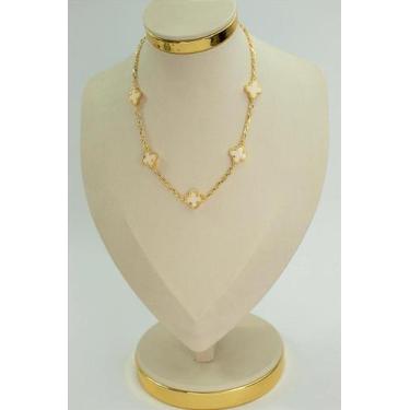 Imagem de Colar 5 Trevos - Bijuteria de Latao com Banho de Ouro 18k - 50cm - no-