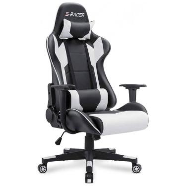 Imagem de Homall Cadeira de Escritório Gamer Giratória Ajustável Ergonômica com Apoio, Branca