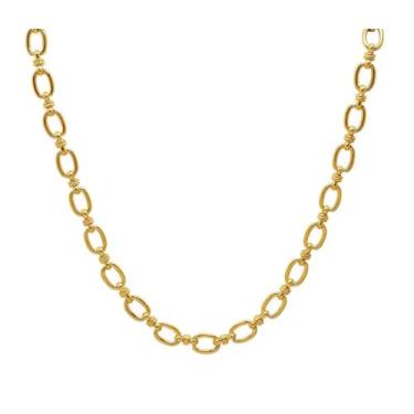 Imagem de Colar de corrente banhado a ouro amarelo 18K 18 quilates sobre elos ovais de aço inoxidável 40,6 cm – Colar em camadas para presente feminino – Risistante de manchas – Sem níquel, hipoalergênico