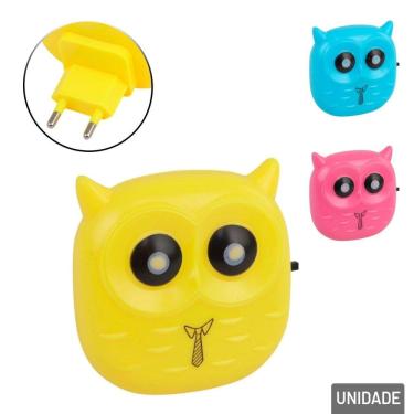Imagem de Luminária de Tomada Bivolt Coruja de Gravata Color - Tudo em Caixa