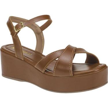 Imagem de Sandália Anabela Feminina Plataforma Média Confortável - LAZZLU, Caram