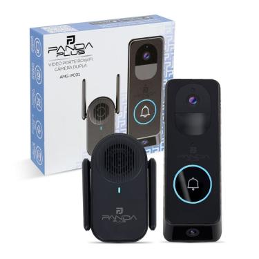 Imagem de Vídeo Porteiro Interfone Inteligente Wifi Câmera Dupla Visão Noturna 180° HD Alexa Tuya Smartlife Panda Plus Áudio Bidirecional