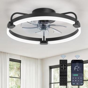 Imagem de Ventilador de teto LEDIARY 20" Low Profile Dimmable Remote Preto