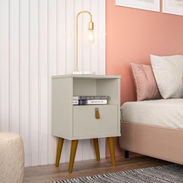 Imagem de Mesa de Cabeceira com Gaveta Ilhéus Off White G77 - Gran Belo