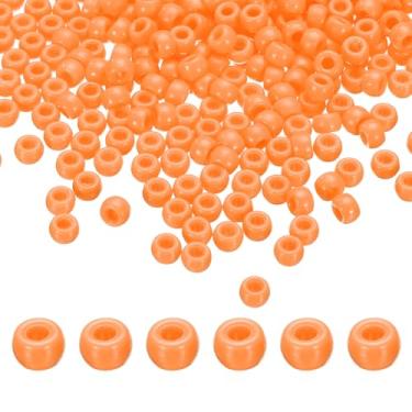 Imagem de Generic 1000 peças de contas de pônei laranja claro 6 x 9 mm contas de barril de plástico acrílico para colar, chaveiro, brinco, trança de cabelo