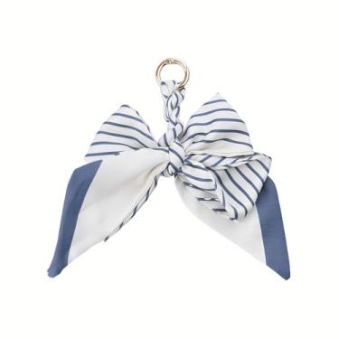 Imagem de Chaveiro com laço de fita para mulheres, berloques de bolsa, mochilas, acessórios para mulheres, chaveiro com laço para carro, Azul, P