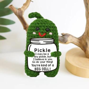 Imagem de Mini estatuetas engraçadas de malha positivas – pelúcia fofa com cartão, presente de aniversário exclusivo para adultos, decoração de casa e festa