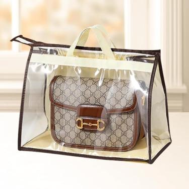 Imagem de Bolsa de armazenamento transparente à prova de poeira com zíper, bolsa de armazenamento transparente para armário