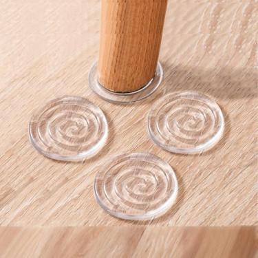 Imagem de Almofadas de pé para móveis, pacote com 4, transparentes, 40 mm de diâmetro, tapete antiderrapante, protetor de carpete com pé de cadeira para facilitar a movimentação de seus móveis e utensílios de