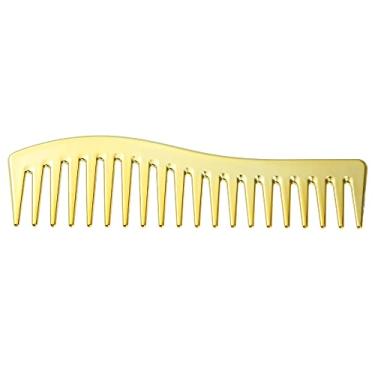 Imagem de Pente de cabelo com dentes largos, pente de plástico para desembaraçar multiuso tom dourado