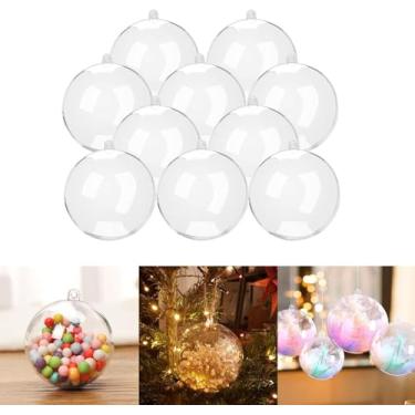 Imagem de 10 peças de plástico transparente para decoração de chamadas, faça você mesmo, bola transparente para Natal, aniversário, casamento, festa e enfeites de decoração de casa (4 cm)