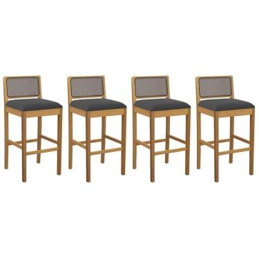 Imagem de Banqueta Sala De Jantar Sara 1bmm005ca Premium Madeira Maciça Kit 4 Un Carvalho-boucle Grafite-tela Grafite - Kappesberg