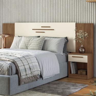 Imagem de Cabeceira Casal Atlanta 2 Gavetas Jatoba/Areia - Pnr Móveis