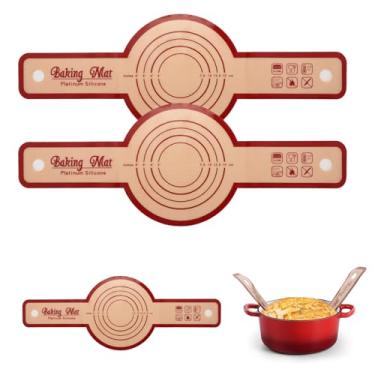 Imagem de Pacote com 2 tapetes de silicone para pão de fermento holandês, tapete antiaderente reutilizável com alças longas, fácil de transferir massa para assar perfeitamente