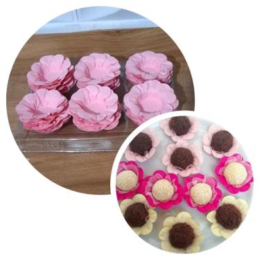 Imagem de Forminhas para doces finos Forminhas Flor para festas casamento aniversário (Rosa claro)