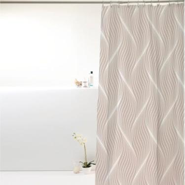 Imagem de Box Banheiro, Cortina Box Poliéster 198cm X 180cm com Ganchos Impermeável - Antimofo, Cortina Banheiro, Resistente(Ondas Cinzas)