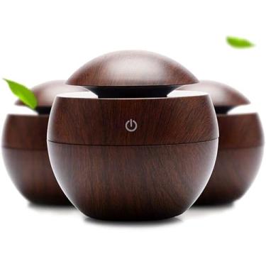 Imagem de Umidificador e Difusor de Aromas 200ml com LED | Silencioso, Portátil e Ideal para Relaxar em Qualquer Ambiente (Mogno)