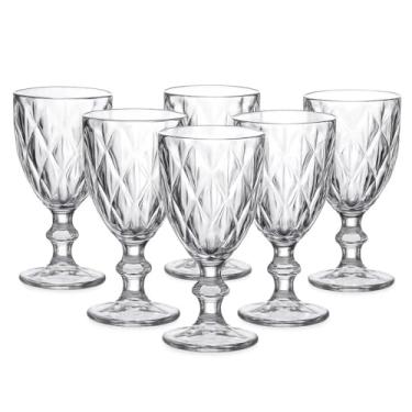 Imagem de Jogo Taças de Vidro 340ml Diamante Copo Resistente Transparente Imperial Conjunto 12 ou 6un (6)