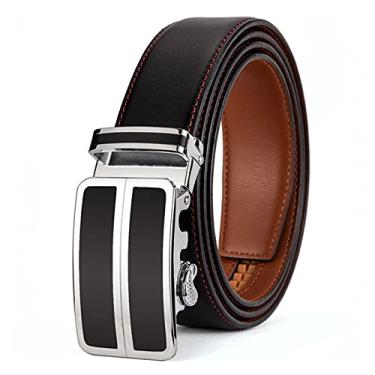 Imagem de Cinto Masculino, Cintos De Couro Genuíno Para Homens Cintos Masculinos Cinto De Cintura Preto Azul Vermelho Marrom Claro Formal, Black, Length 110cm