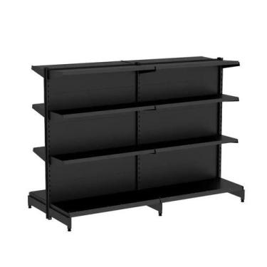 Imagem de Gondola Centro 137 Fit Ate 2 Metros Preto 16 Bandeja Sp Etiqueta - AMA