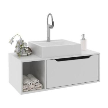 Imagem de Gabinete Banheiro 80cm Com 1 Porta E Nicho Multimóveis Cr10122 Branco 