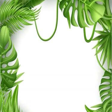 Imagem de Quadro Decorativo com Estampa de Folhagem Tropical Vector Realistic para Decoração de Sala Quarto e Escritório 50x50cm