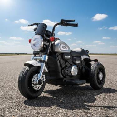 Imagem de Mini Moto Infantil 6V Bivolt Menino Menina Som e Luz - Bangtoys, Cinza