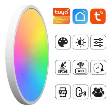 Imagem de Plafon Led Casa Inteligente RGB Smart Wi-fi Painel Embutir Sobrepor AP