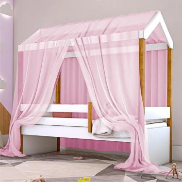 Imagem de Cama Montessoriana Exclusiv Solteiro com Voal Rosa
