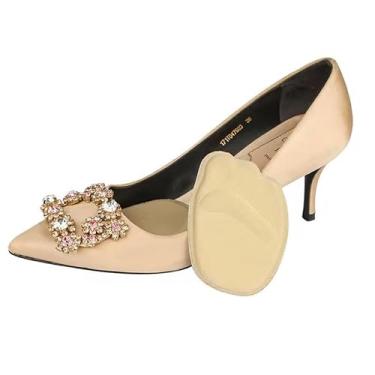 Imagem de 1- Par- Meia Palmilha Antiderrapante Sandálias Sem Adesivo (Bege, Large)