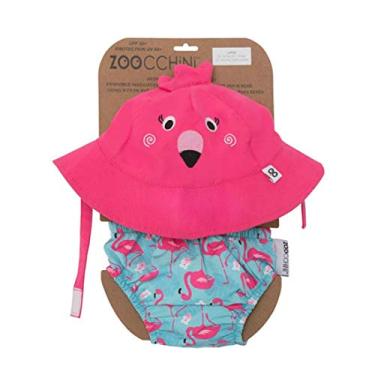 Imagem de ZOOCCHINI UPF50+ Baby Swim Diaper & Sun Hat Set (12-24 Months, Franny The Flamingo)