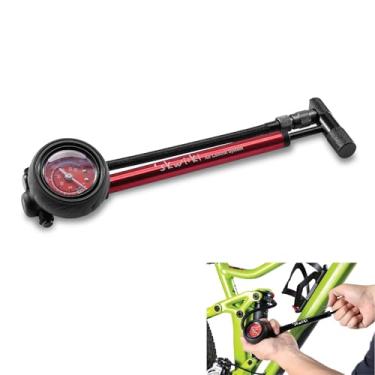 Imagem de Skwiki Bomba de choque de alta pressão com medidor – Garfo de suspensão MTB de 400 PSI e bomba de choque traseira, alumínio CNC leve com válvula de liberação de ar