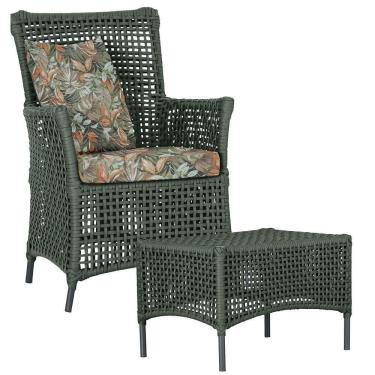 Imagem de Poltrona E Mesa Igapó Em Alumínio Preta Corda Náutica E4 Verde