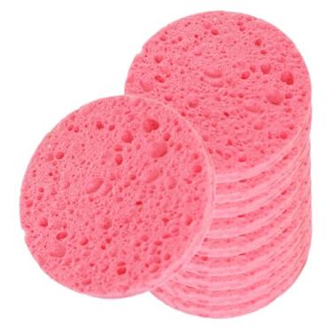 Imagem de ChuYiElegance Esponjas faciais, esponja de limpeza facial, itens essenciais para cuidados com a pele em viagens, discos de limpeza facial profissionais, Rosa, 10 Peças