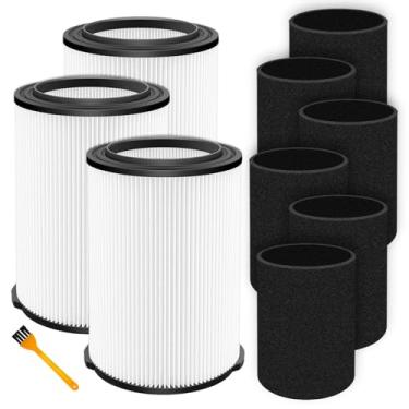 Imagem de ADDFRESH Filtro de substituição VF4000 para filtros de vácuo Ridgid Shop Filtro de vácuo Ridgid de 5 a 20 galões e aspirador Husky de 6 a 9 galões, pacote com 3 filtros de vácuo com 6 embalagens de