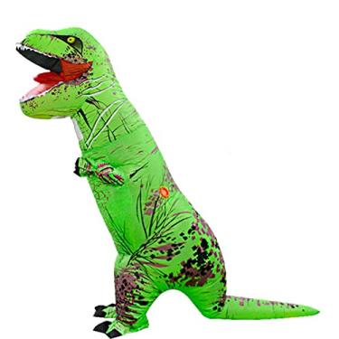 Imagem de Zyyini Fantasia de Dinossauro, Formato de Tiranossauro Fofo, Roupas Infláveis ​​de Halloween para Adultos e Fantasia Verde Com Soprador, para Cosplay de Halloween (Tiranossauro Verde)