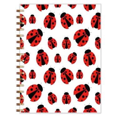 Imagem de Qnhij Caderno espiral joaninha 14 x 21 cm, caderno joaninha, presente de joaninha, diário feminino, presente de joaninha