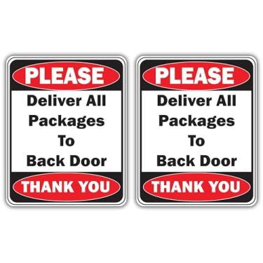 Imagem de F5Xclusive Entregue todos os pacotes para placa de porta traseira, vinil vermelho e preto, 12 x 10 cm, uso interno/externo, escritórios, lojas, casas e armazéns, autoadesivo, pacote com 2