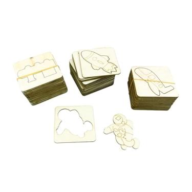 Imagem de MotiveTech Estênceis de desenho para crianças, faça você mesmo, pintura, estênceis de madeira versáteis e variados para arte em idade pré-escolar, letras e, Conjunto de 72 Estênceis