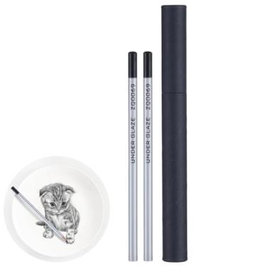 Imagem de Lápis de cerâmica esmaltado, lápis de porcelana Percise Underglaze para cerâmica, preto, 2 peças