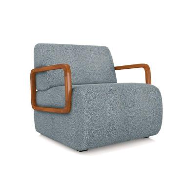 Imagem de Poltrona Sala De Estar Braço De Madeira Hellen Bouclê K01 - D'rossi Cor Azul