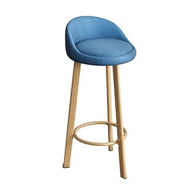 Imagem de LULUMAIC Banqueta de bar de luxo com altura de pub à prova d'água imitação de linho vintage banquinho alto cadeiras sem braços para bar, sala de estar, família e cozinha