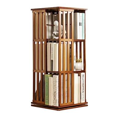 Imagem de UINGBPXT Estante de canto de bambu, estante rotativa de 360°, prateleira de livros de 3/4/5 camadas, sala de estar, simples, marrom, estante organizadora, exibição perfeita