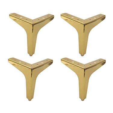 Imagem de ZJYWMM 4 pés modernos para móveis triangulares de metal para guarda-roupas, sofás, gavetas, gabinete, suporte de TV, faça você mesmo, disponível em três cores (ouro, prata, preto) (10 cm, ouro)