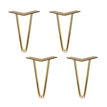 Imagem de ZJYWMM 4 peças de pernas de móveis de aço laminado a frio, projetos de bricolage para suporte de TV, sofá, armário, etc. com parafusos de montagem de protetores de piso 2 cores, 9 tamanhos. (40 cm