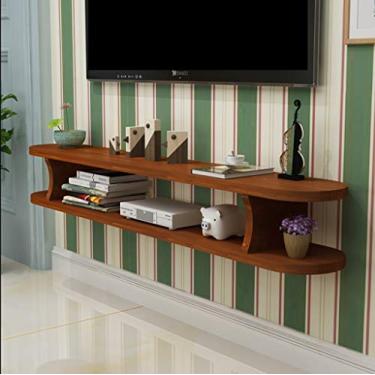 Imagem de HHHJQFAAT Prateleira de parede prateleira flutuante armário de TV montado na parede prateleira organização prateleira de madeira maciça armário de parede caixa superior roteador cabo caixa prateleira