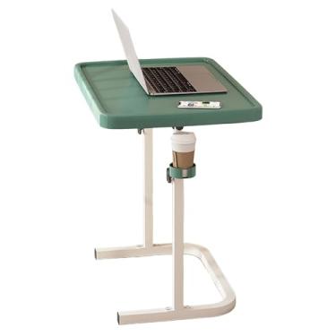 Imagem de Mesa de cabeceira dobrável ajustável para sofá com suporte para copos, mesa de laptop e bandeja de jantar portátil para sofá, mesa de TV ajustável em altura (verde)