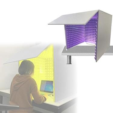 Imagem de Estúdio de gravação portátil, cabine de espuma de microfone, gabinete à prova de som de mesa, adequado para estúdio de gravação, transmissão de canto (roxo)