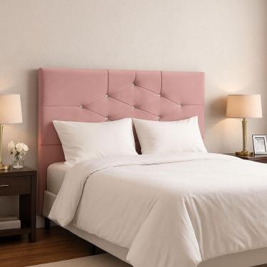 Imagem de Cabeceira Cama Box Casal 140 Cm Camboriú Suede Rosa