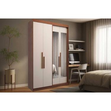 Imagem de Guarda Roupa Solteiro 4 Portas (2 C/ Espelho) E 2 Gavetas Ph 1805 Carvalho/off White - Herval